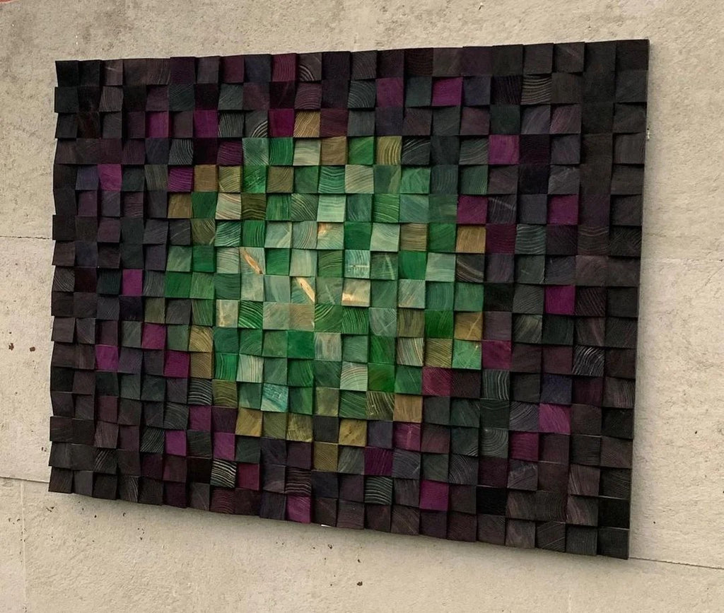 Dark Forest Wood Mosaic Wall Decor