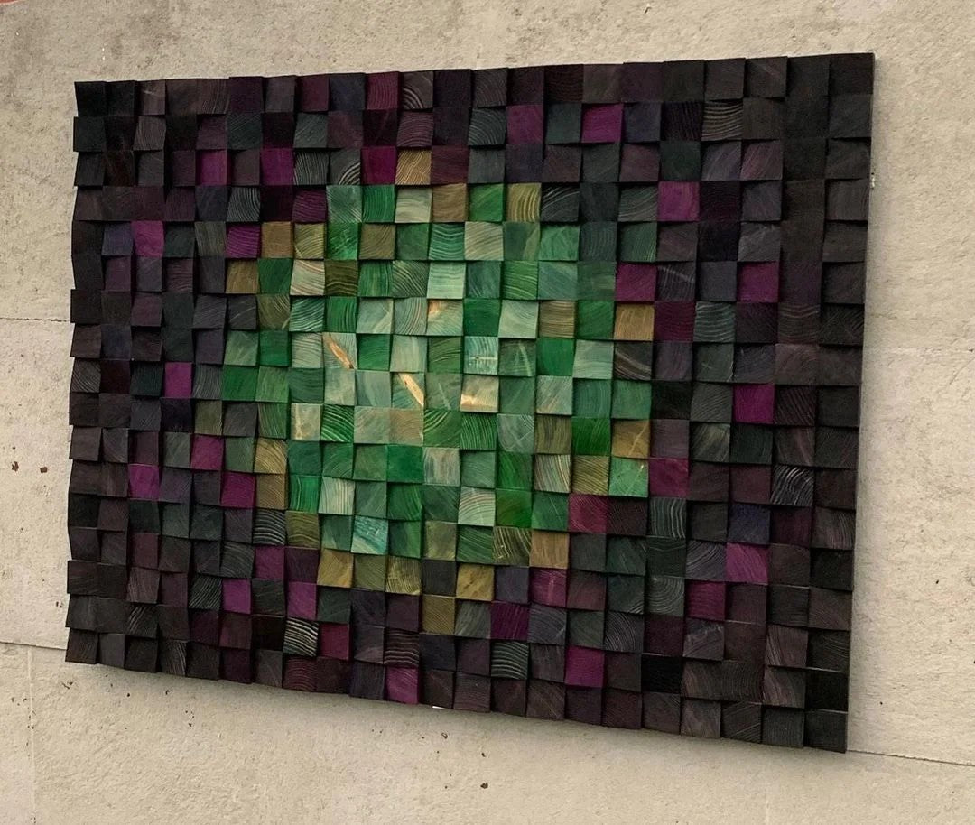 Dark Forest Wood Mosaic Wall Decor