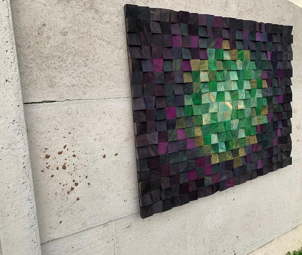 Dark Forest Wood Mosaic Wall Decor