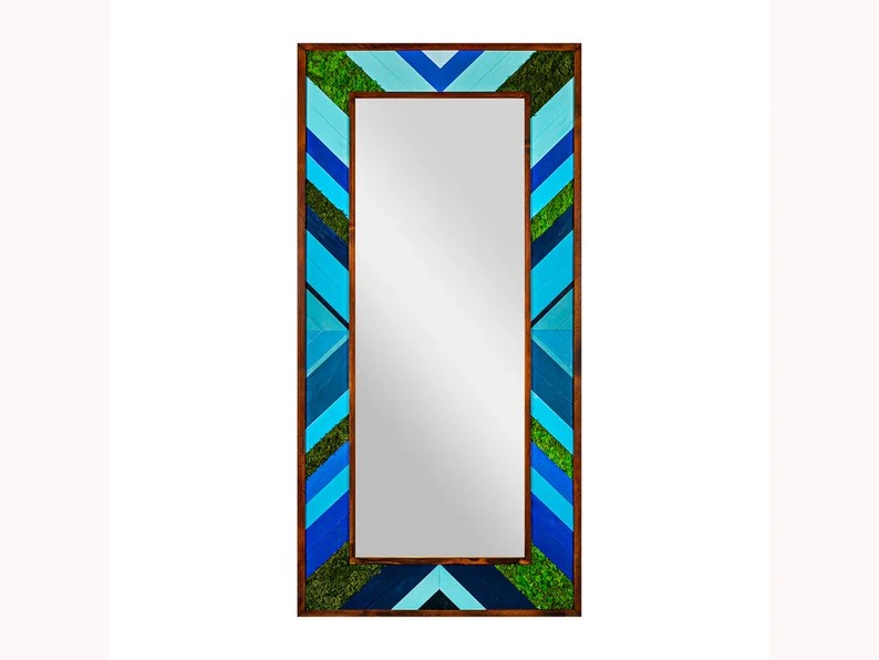 Ocean Colors With Green Moss Wall Mirror