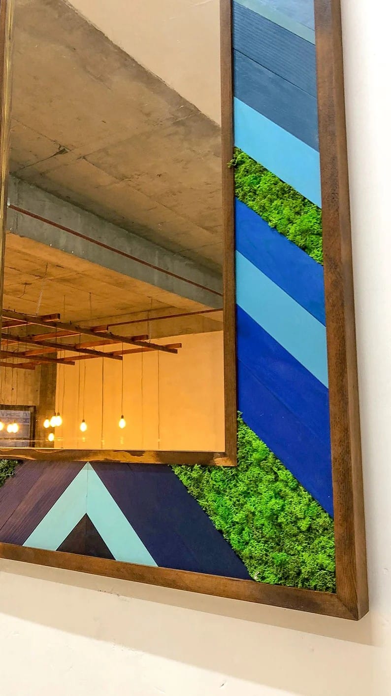 Ocean Colors With Green Moss Wall Mirror