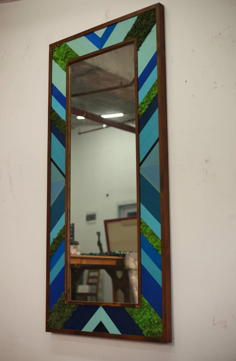 Ocean Colors With Green Moss Wall Mirror