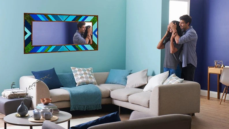 Ocean Colors With Green Moss Wall Mirror