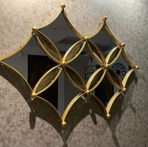 Luxury Gold Metal Wall Mirror Geometric