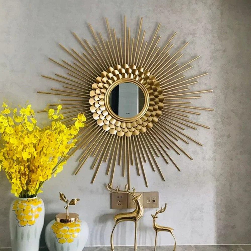 Sunflower Designer Metal Wall Mirror
