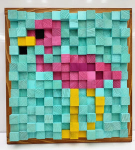 Flamingo Wood Mosaic Wall Decor