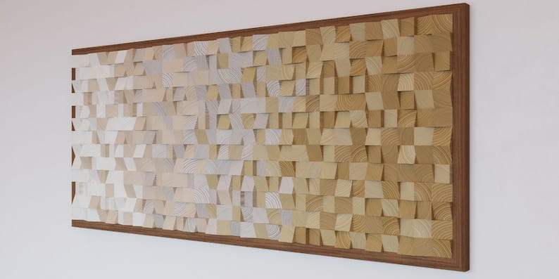 Sence of Beige Wood Mosaic Wall Decor