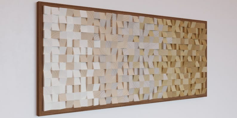 Sence of Beige Wood Mosaic Wall Decor
