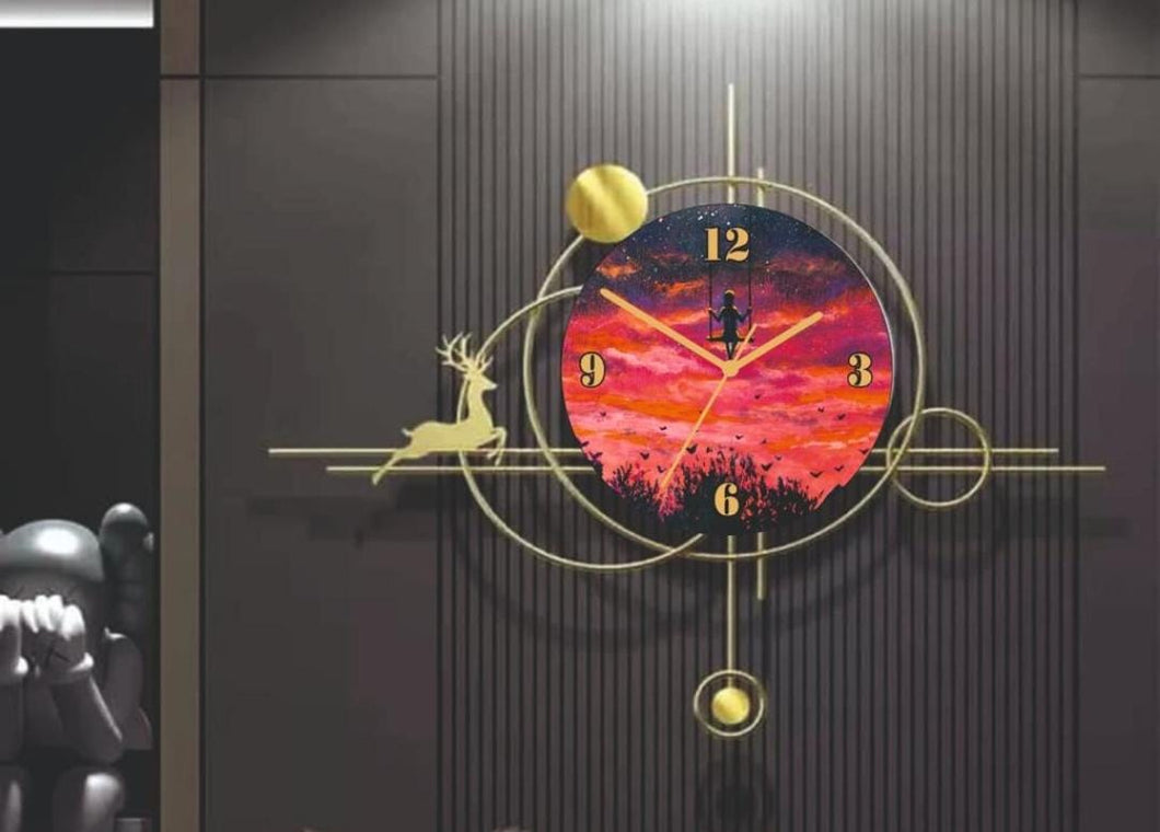Beautiful Deer Design Metal Wall Clock