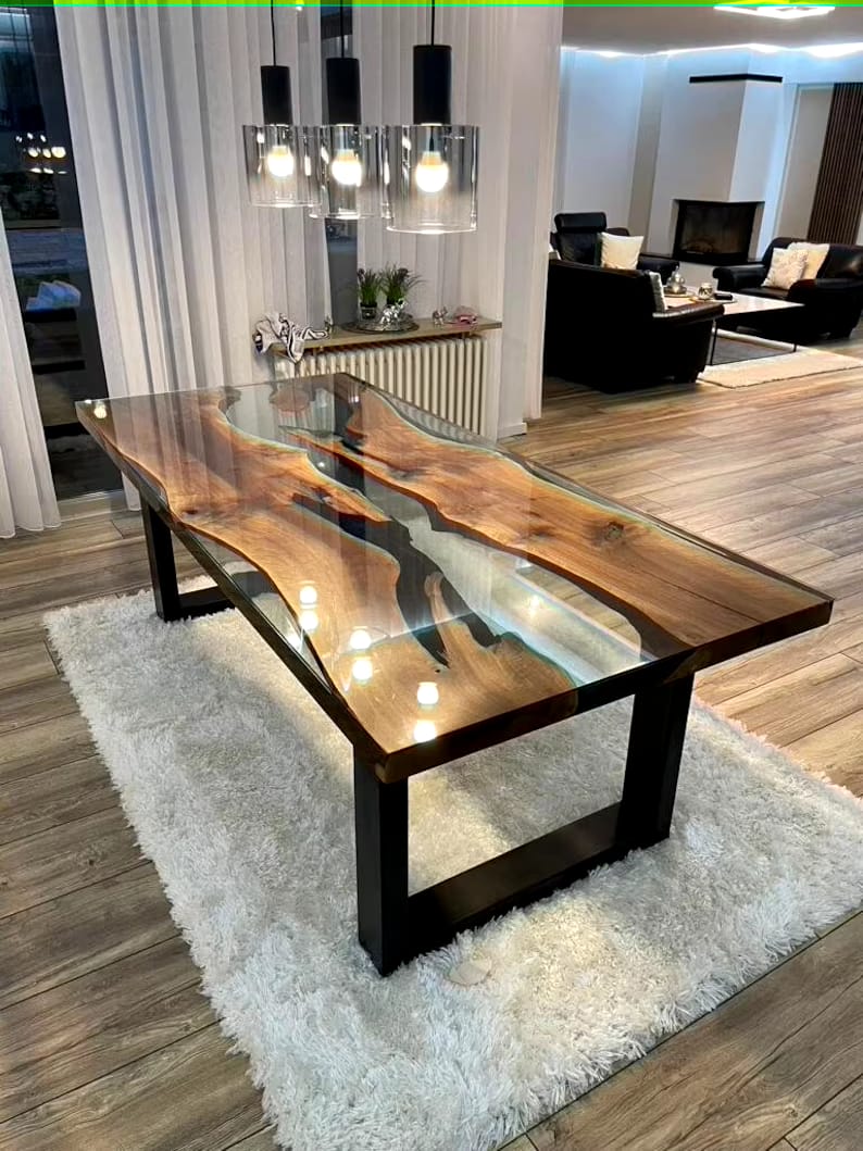 Modern Transparent Epoxy Resin Dining Table