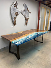 Load image into Gallery viewer, Epoxy Resin Ocean Dining Table with Waves Effect
