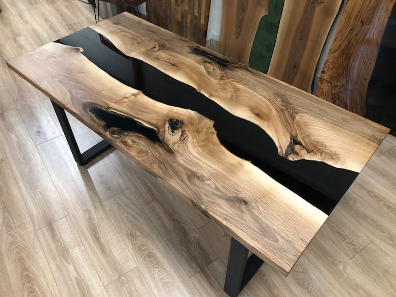 Black River Epoxy Resin Dining Table