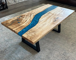 Blue River Epoxy Resin Dining Table