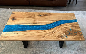 Blue River Epoxy Resin Dining Table