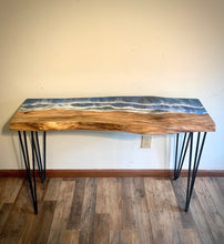 Load image into Gallery viewer, Epoxy Resin Ocean Console Table with Waves Effect
