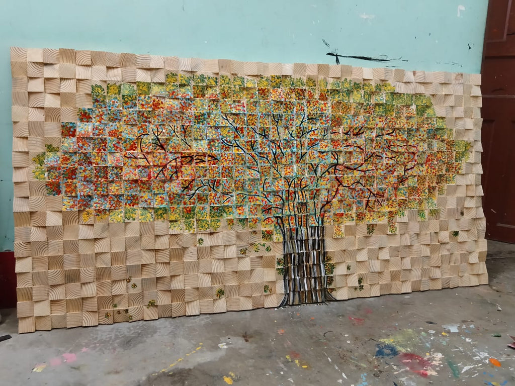 Tree Wood Mosaic Wall Decor