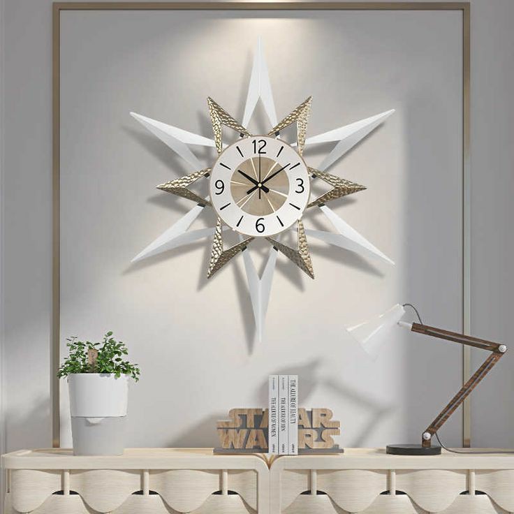 Beautiful White Star Design Metal Wall Clock