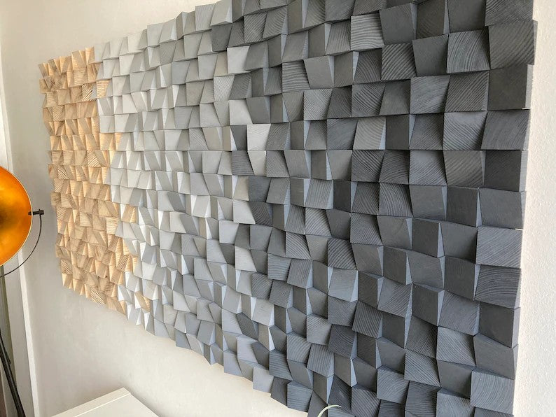 Shades of Grey Acoustic Wood Mosaic Wall Decor