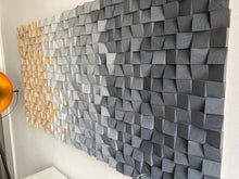 Load image into Gallery viewer, Shades of Grey Acoustic Wood Mosaic Wall Decor
