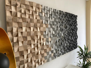Shades of Grey Acoustic Wood Mosaic Wall Decor