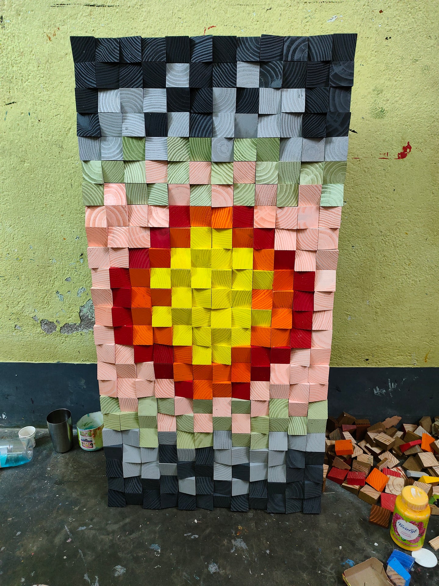 Mother Sun Wood Mosaic Wall Decor