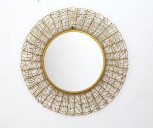 Enchanting Golden Finish Round Mirror