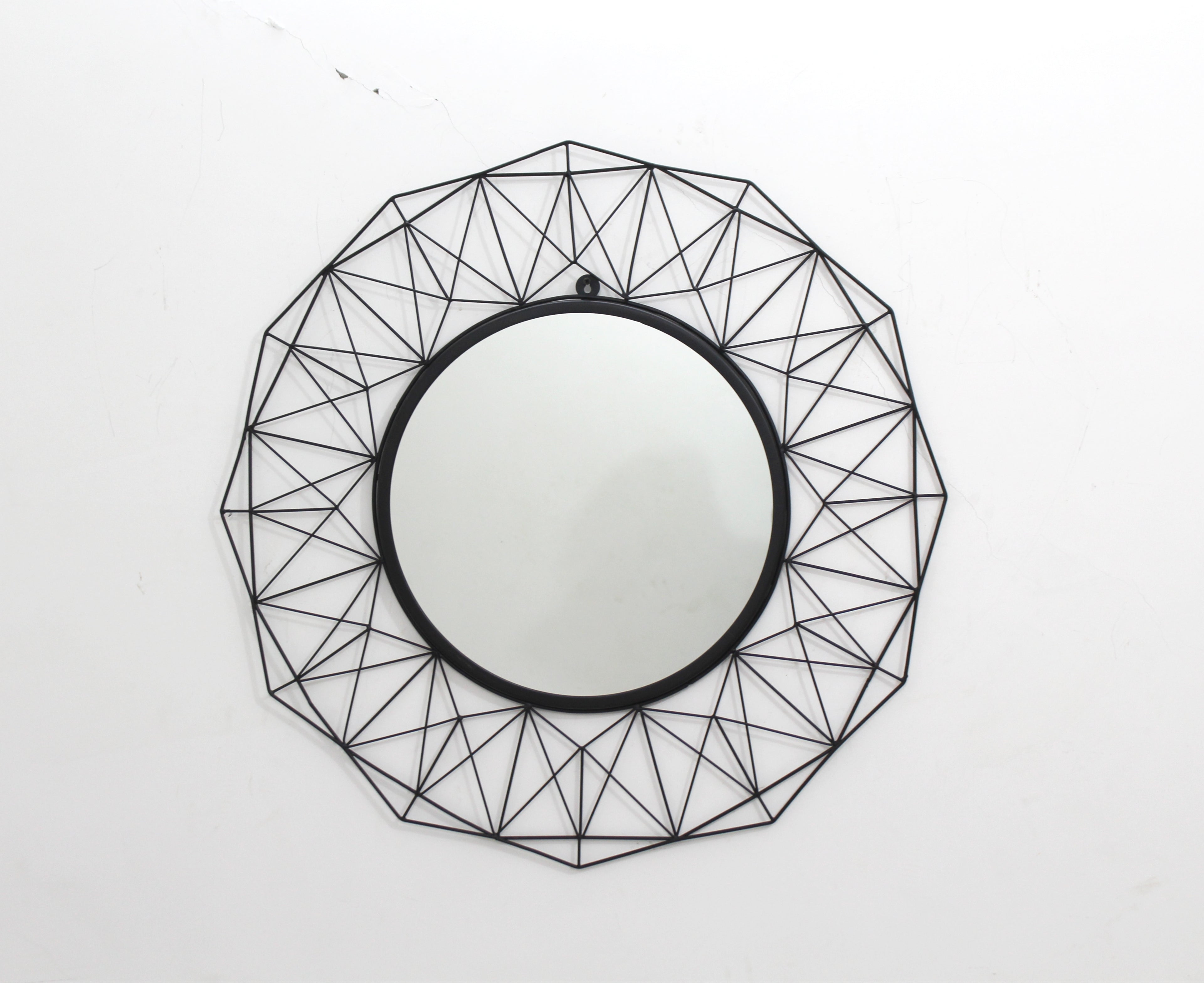 Classic Black Finish Round Mirror