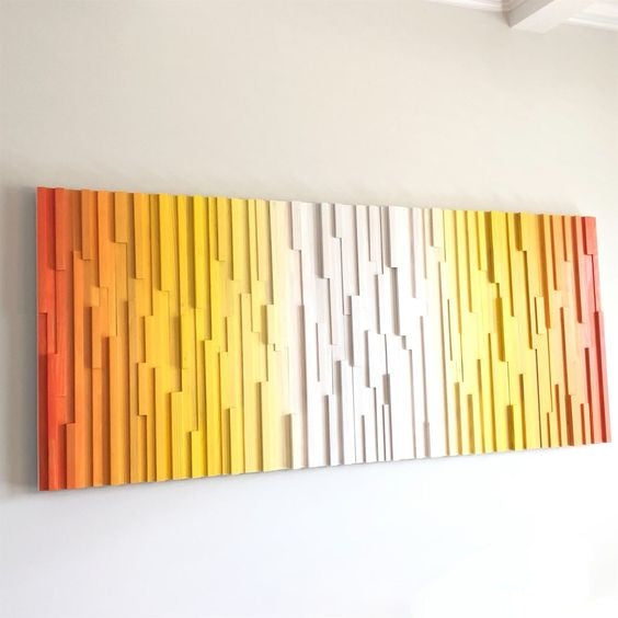 Vintage Geometric Plank Wood Mosaic Wall Décor