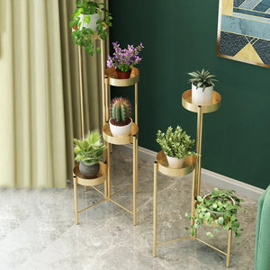 Luxury Contemporary Standing Plant Stand in Gold-Large