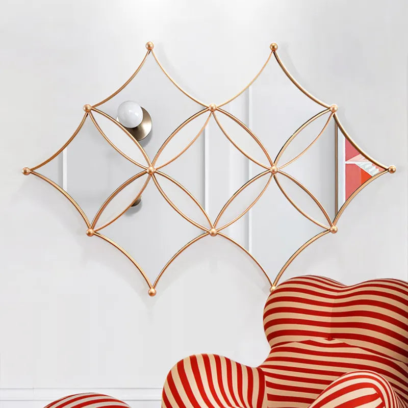 Luxury Gold Metal Wall Mirror Geometric