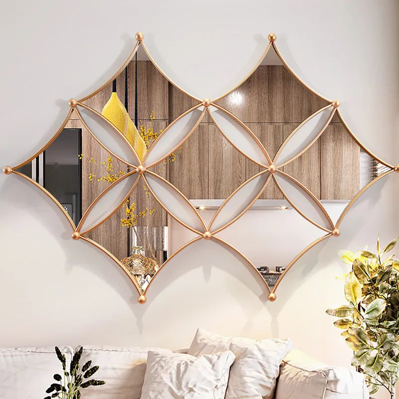 Luxury Gold Metal Wall Mirror Geometric