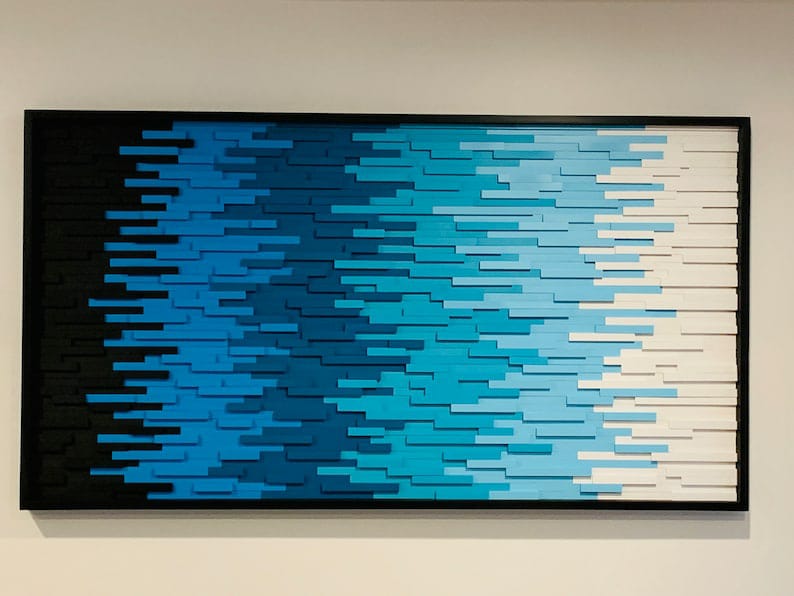 Magic of Blue Wood Mosaic Wall Decor