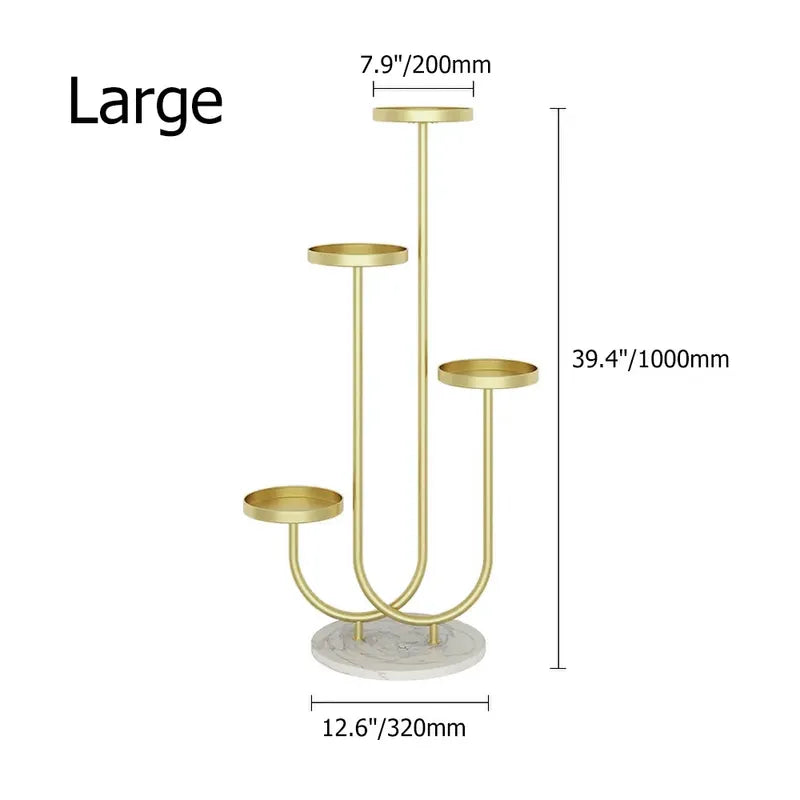 Metal Plant Stand 4-Shelf Gold Plant Pot Stand for Indoor in Large