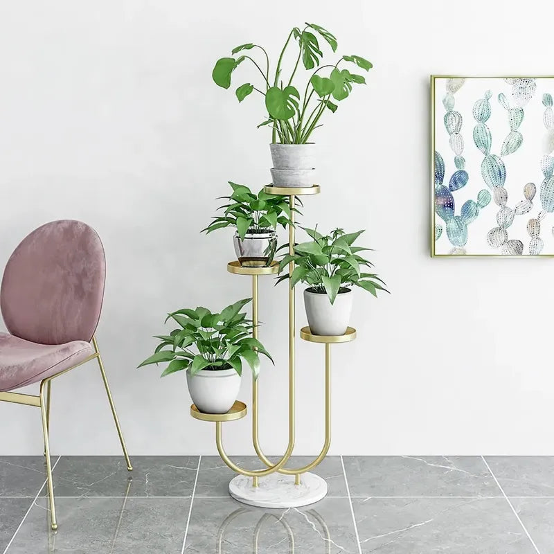 potted plant stand indoor Metal Plant Stand 4-Shelf Gold Plant Pot Stand for Indoor in Large