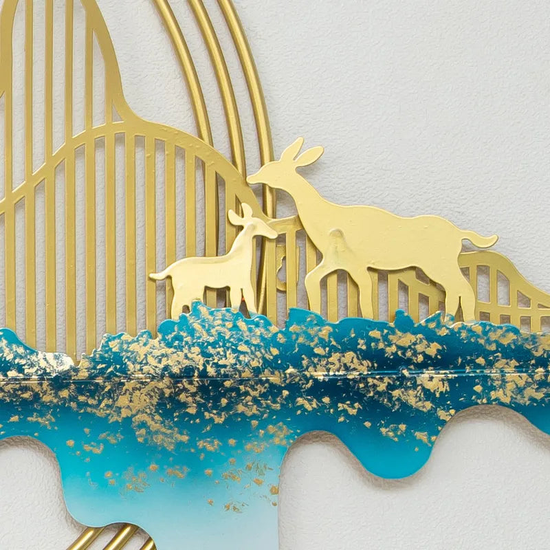 Leaf Deer Metal Wall Hanging
