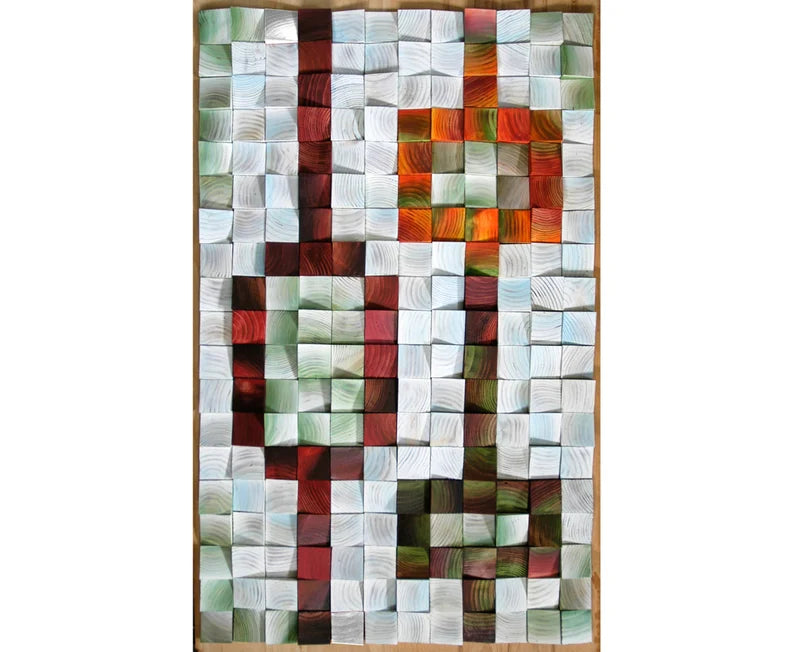 Mid Century Wood Mosaic Wall Decor