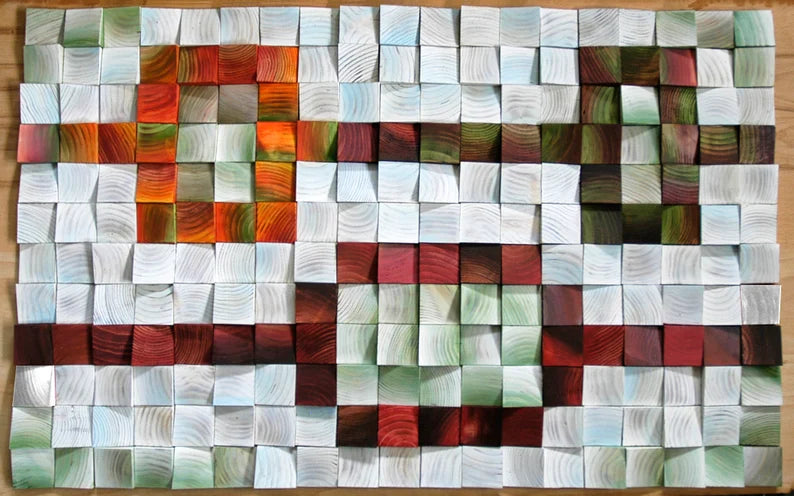 Mid Century Wood Mosaic Wall Decor