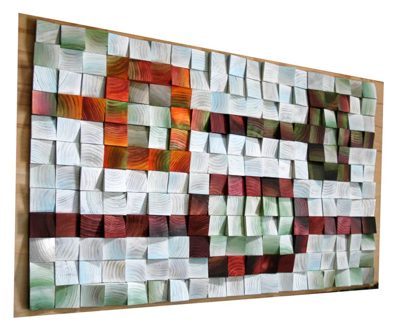 Mid Century Wood Mosaic Wall Decor