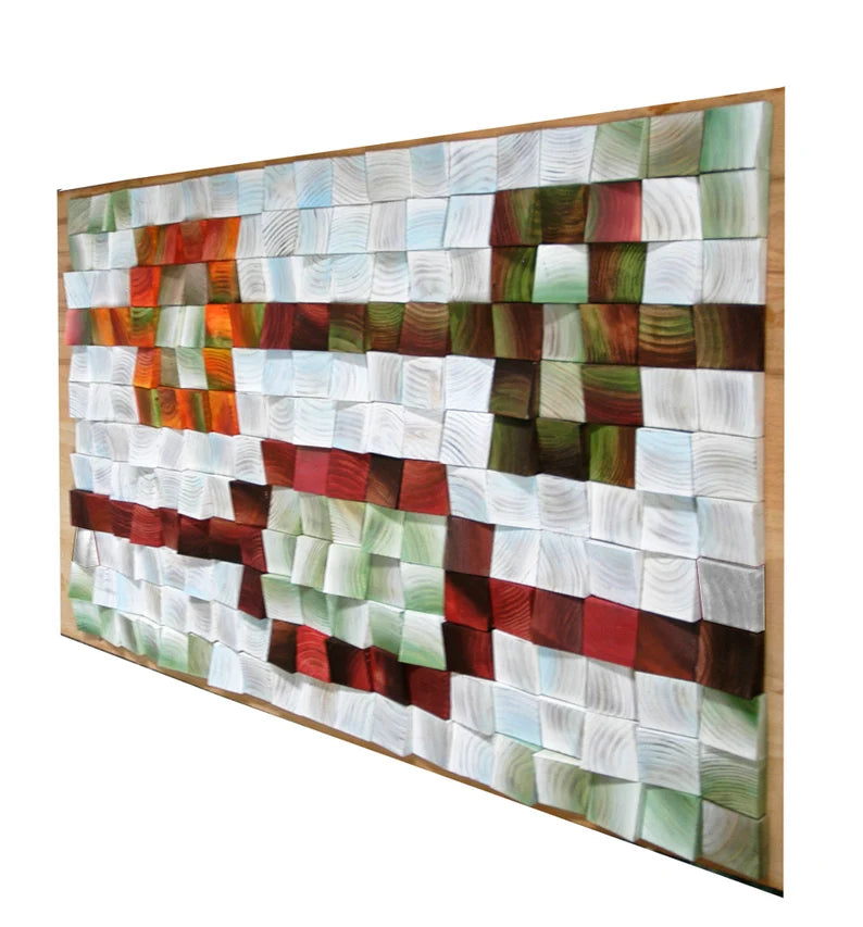 Mid Century Wood Mosaic Wall Decor