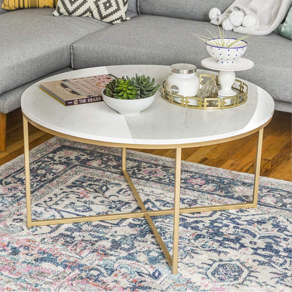 Minimalist Golden Metal Centre Table In Criss Cross Design
