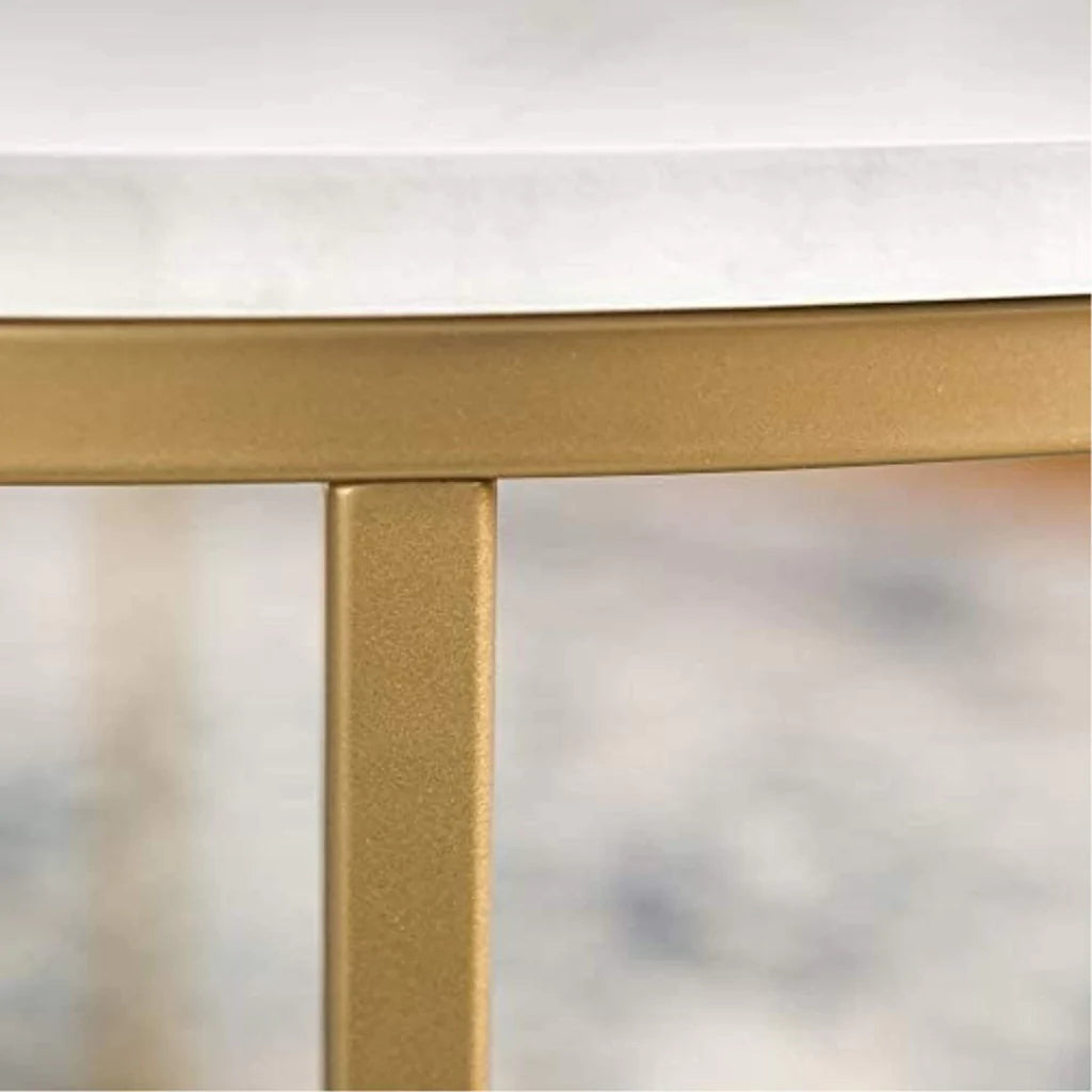 Minimalist Golden Metal Centre Table In Criss Cross Design