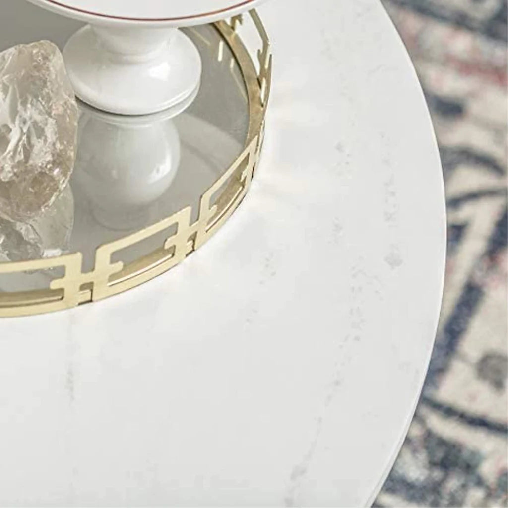 Minimalist Golden Metal Centre Table In Criss Cross Design