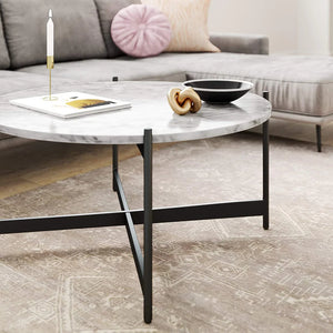 Minimalist Matte Black Metal Centre Table In Criss Cross Design