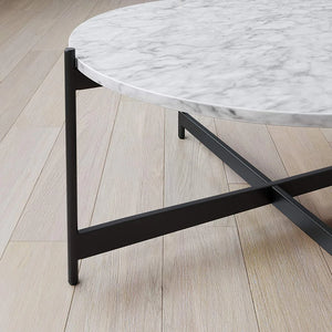 Minimalist Matte Black Metal Centre Table In Criss Cross Design