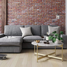 Load image into Gallery viewer, Minimalist Metal Coffee Table In Criss Cross Matte Gold Base

