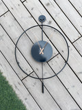 Modern Charcoal Black Ring Metal wall Clock With Round Edge