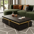 Modern Coffee Table with Storage in Black Center Table with Stainless Steel Base