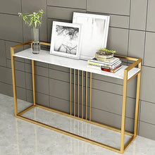 Load image into Gallery viewer, Modern Console Table In Sleek Golden Rods Design
