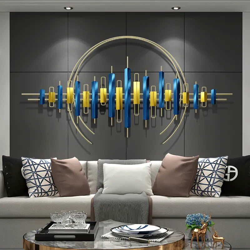 Modern Creative Wrought Iron Home Living Room Blue&Gold Wall Decor