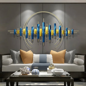 Modern Creative Wrought Iron Home Living Room Blue&Gold Wall Decor